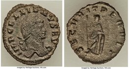 Gallienus, sole reign (AD 260-268) AE denarius (18mm, 1.63 gm, 12h). VF. Rome. IMP GALLIENVS AVG, laureate head of Gallienus right / SECVRIT PERPET, S...