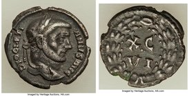 Diocletian (AD 284-305). AR argenteus (18mm, 3.08 gm, 12h). VF. Carthage, AD 300. DIOCLETI-ANVS AVG, laureate head of Diocletian right / X·C/VI, legen...