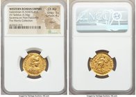 Valentinian III, Western Roman Empire (AD 425-455). AV solidus (21mm, 4.34 gm, 2h). NGC Choice AU 5/5 - 4/5, clipped. Ravenna. D N PLA VALENTI-NIANVS ...