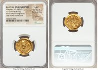 Marcian, Eastern Roman Empire (AD 450-457). AV solidus (21mm, 4.45 gm, 5h). NGC AU 5/5 - 3/5, graffito. Constantinople, 9th officina. D N MARCIA-NVS P...