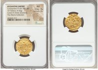 Constantine VI (AD 780-787), with Leo IV the Khazar, Leo III, and Constantine V. AV solidus (21mm, 4.42 gm, 5h). NGC AU 4/5 - 4/5. Constantinople, AD ...
