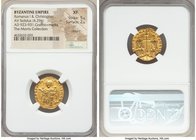 Romanus I Lecapenus (AD 920-944), with Constantine VII and Christopher. AV solidus (19mm, 4.29 gm, 6h). NGC XF 5/5 - 2/5, clipped, graffito, marks. Co...