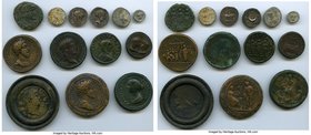 ANCIENT LOTS. Roman Mixed. Lot of 13 various Roman issues - contorniate, medallions, denarii, lead tokens. Includes the following: 1: Nero (AD 54-68)....