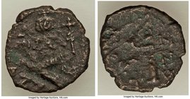 ANCIENT LOTS. Byzantine. Tiberius III Apsimar (AD 698-705). Lot of two (2) AE half folles. About VF. Includes: Constantinople. Tiberius standing facin...