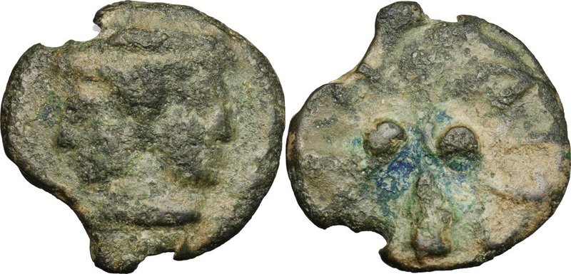 Greek Italy. Etruria, Volaterrae. Club series. AE Cast Sextans, 3rd century BC. ...