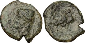 Greek Italy. Samnium, Southern Latium and Northern Campania, Aesernia. AE 23 mm, c. 263-240 BC. D/ Head of Vulcan right, wearing laureate pileus; behi...