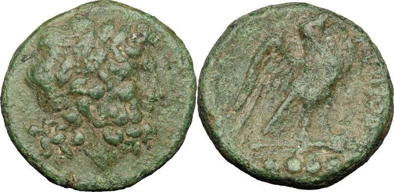 Greek Italy. Eastern Italy, Larinum. AE Quadrunx, c- 210-175 BC. D/ Laureate hea...