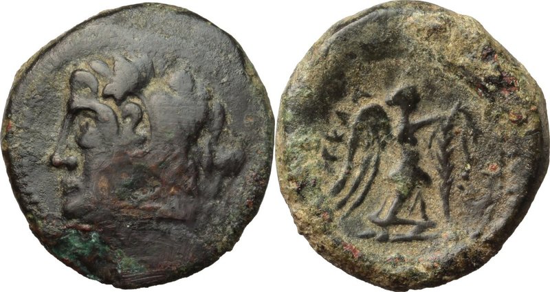 Greek Italy. Northern Apulia, Ausculum. AE 21 mm. c. 240 BC. D/ Head of Herakles...