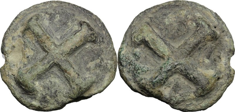 Greek Italy. Northern Apulia, Luceria. AE Cast Quincunx, c. 217-212 BC. D/ Four ...