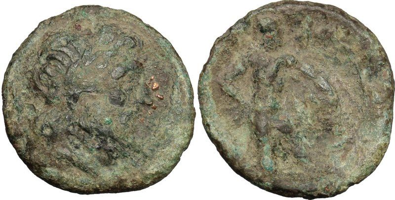 Greek Italy. Southern Apulia, Sidion. AE 16 mm. c. 300-275 BC. D/ Laureate head ...