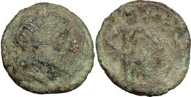 Greek Italy. Southern Apulia, Sidion. AE 16 mm. c. 300-275 BC. D/ Laureate head of Zeus right. R/ Traces of ethnic ΣΙΔΙΝOΝ. Herakles standing right, l...