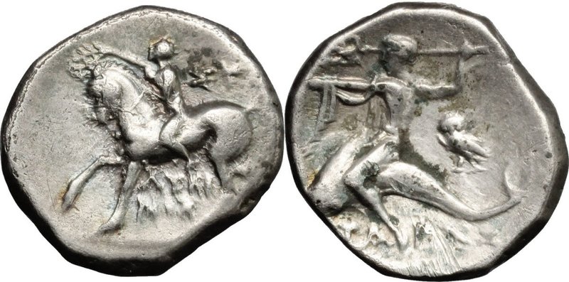 Greek Italy. Southern Apulia, Tarentum. AR Nomos, 280-272 BC, Lykinos and Su-
 ...