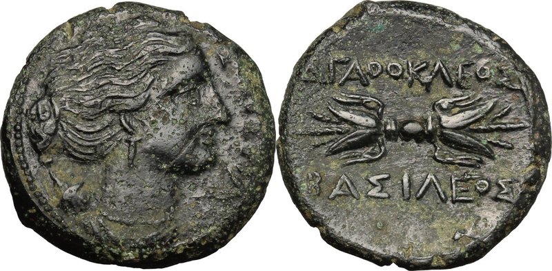 Sicily. Syracuse. Agathokles (317-289 BC). AE Litra, c. 295 BC. D/ ΣΩTEIPA. Head...