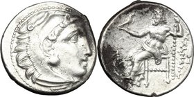Continental Greece. Kings of Macedon. Alexander III "the Great" (336-323 BC). AR Drachm, Magnesia ad Maeandrum mint. c. 325-323 BC. D/ Head of Herakle...