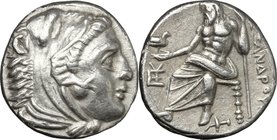 Continental Greece. Kings of Macedon. Alexander III "the Great" (336-323 BC). AR Drachm, Sardes mint. Struck under Menander, c. 323-322 BC. D/ Head of...