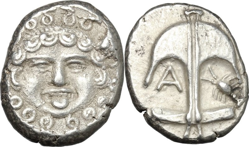 Continental Greece. Thrace, Apollonia Pontika. AR Drachm, c. 480-450 BC. D/ Faci...