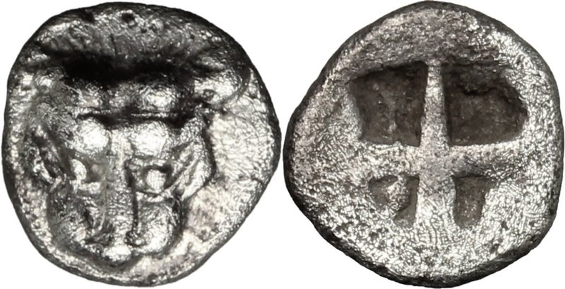 Greek Asia. Cimmerian Bosporos, Pantikapaion. AR Obol, c. 480-470 BC. D/ Facing ...