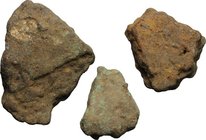 Aes Premonetale. Aes Rude. Lot of three (3) bronze lumps. Central Italy, 8th-4th century BC. Vecchi ICC 1; Haeb. Pl. 1,10-13. AE. g. 191.7; g. 94.0; g...