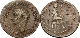 Tiberius (14-37). C. Vibius Marsus proconsul, Nero Caesar quaestor and A.M. Gemellus praetor. AE 30 mm. (Dupondius), 27-28 AD. Utica mint, Zeugitania....