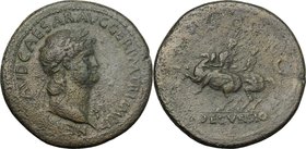 Nero (54-68). AE Sestertius, Rome mint. D/ NERO CLAVD CAESAR AVG GER PM TR P IMP PP. Laureate bust right, wearing aegis. R/ DECVRSIO SC. Nero, cuirass...