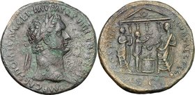 Domitian (81-96). AE As, 88 AD. D/ IMP CAES DOMIT AVG GERM PM TR P VIII CENS PER PP. Laureate head right. R/ COS XIIII LVD SAEC FEC SC. Domitian sacri...