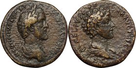 Antoninus Pius (138-161) with Marcus Aurelius Caesar. AE Sestertius, Rome mint, 140-144 AD. D/ ANTONINVS AVG PIVS PP TR P COS III. Laureate and draped...