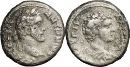 Antoninus Pius (138-161) with Marcus Aurelius Caesar. BI Tetradrachm, Alexandria mint, Egypt. D/ Laureate head of Antoninus Pius right. R/ Bare-headed...