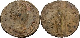 Faustina I, wife of Antoninus Pius (died 141 AD). AE As, Rome mint. D/ DIVA FAVSTINA. Draped bust right. R/ AVGVSTA SC. Ceres standing left, holding c...
