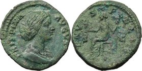 Crispina, wife of Commodus (died 183 AD). AE As. D/ CRISPINA AVGVSTA. Draped bust right. R/ VENVS FELIX SC. Venus seated left, holding Victory and sce...