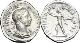Severus Alexander (222-235 AD). AR Denarius, 231-235. D/ IMP ALEXANDER PIVS AVG. Laureate, draped and cuirassed bust right. R/ IOVI PROPVGNATORI. Jupi...
