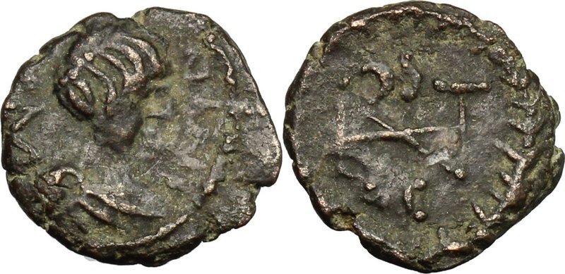 Ostrogothic Italy, Athalaric (526-534). AE Nummus, Ravenna mint (?). D/ IVSTINIΛ...