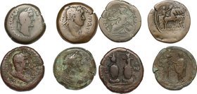 Roman Empire. Hadrian to Antoninus Pius. Multiple lot of four (4) unclassified AE Drachms of Alexandria mint. AE. VF:About EF.