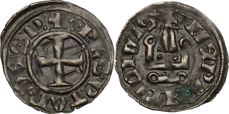 Lepanto. Filippo di Taranto (1294-1313). Denaro tornese. Schl. tav. XIII, 20. Ma...