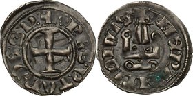 Lepanto. Filippo di Taranto (1294-1313). Denaro tornese. Schl. tav. XIII, 20. Malloy 111a. MI. g. 0.79 mm. 19.00 Bel BB.