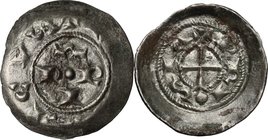 Brescia. Comune a nome di Federico I (1186-1250). Denaro scodellato. CNI 1/8. MIR 108. MI. g. 0.70 mm. 16.00 BB+.