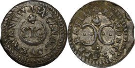 Casale. Vincenzo I Gonzaga (1587-1612). Quattrino. CNI 105/122. MIR 312. MI. g. 0.77 mm. 15.00 Parziale argentatura. qSPL/SPL.
