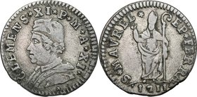 Ferrara. Clemente XI (1700-1721). Muraiola da 4 baiocchi 1711. CNI 64. M. 241b. Berm. 2489. AE. g. 1.75 mm. 19.20 qBB.