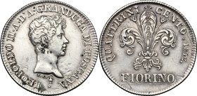 Firenze. Leopoldo II di Lorena (1824-1859). Fiorino 1842. CNI 73. MIR 452/5. Gal. X, 7/8. AG. g. 6.85 mm. 24.80 BB+/qSPL.