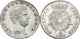 Firenze. Leopoldo II di Lorena (1824-1859). Mezzo paolo 1857. CNI 114. MIR 459/3. Gal. XVII, 3. AG. g. 1.28 mm. 18.00 R. SPL+/qFDC.