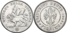 Firenze. Governo della Toscana (1859). Fiorino 1859. CNI tav. XXXIII, 11. MIR 467. Gal. II, pag. 228. AG. g. 6.76 mm. 24.00 BB.