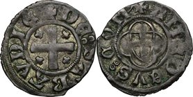 Casa Savoia. Amedeo VIII Conte (1391-1416). Obolo di bianchetto di II tipo, Chambery o Nyon. MIR 128b. MI. g. 0.94 mm. 16.00 BB+.
