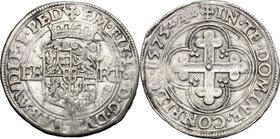 Casa Savoia. Emanuele Filiberto (1559-1580). Da quattro soldi o bianco di primo tipo, Aosta, 1575. MIR 520ab. MI. g. 4.48 mm. 28.00 BB+.