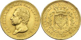 Regno di Sardegna. Carlo Felice (1821-1831). 40 lire 1825 Genova. Pag. 41. Mont. 25. AU. mm. 26.00 RR. BB/BB+.