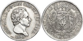 Regno di Sardegna. Carlo Felice (1821-1831). 5 lire 1829, Genova. Pag. 76. Mont. 68. AG. mm. 37.00 Bel BB.