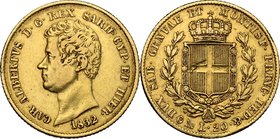 Regno di Sardegna. Carlo Alberto (1831-1849). 20 lire 1832 Genova. Pag. 175. Mont. 45. AU. mm. 21.00 R. BB.