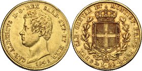 Regno di Sardegna. Carlo Alberto (1831-1849). 20 lire 1849 Genova. Pag. 208. Mont. 81. AU. mm. 21.00 qBB.