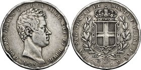 Regno di Sardegna. Carlo Alberto (1831-1849). 5 lire 1836 Genova. Pag. 239. Mont. 115. AG. mm. 37.00 MB.