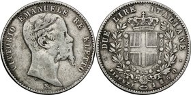 Re Eletto. Vittorio Emanuele II, Re Eletto (1859-1861). 2 lire 1860 Firenze. Pag. 436. Mont. 112. AG. mm. 27.00 R. MB/qBB.