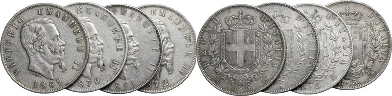 Regno di Italia. Vittorio Emanuele II, Re d'Italia (1861-1878). Lotto di 4 monet...