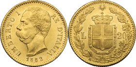 Regno di Italia. Umberto I (1878-1900). 20 lire 1882. Pag. 578. Mont. 16. AU. mm. 21.00 NC. qSPL.